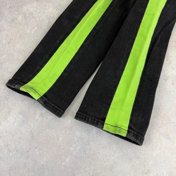 Rag & Bone Jeans Women's 25 Black Green Tuxedo Stripe Black Lime Pants READ - Picture 7 of 12